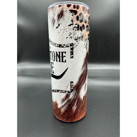 20oz skinny tumbler CUSTOM MADE stainless steel with Lid/Straw YELLOWSTONE - Picture 2 of 7